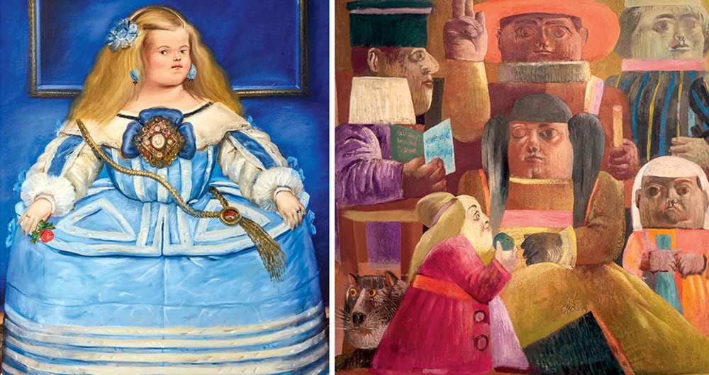 Esta versión de la infanta de Las Meninas, de Velásquez, no se conocía, y Homenaje a Mantegna, que ganó el Salón de Artistas en 1958, apareció después de décadas de búsqueda para abrir la muestra. 