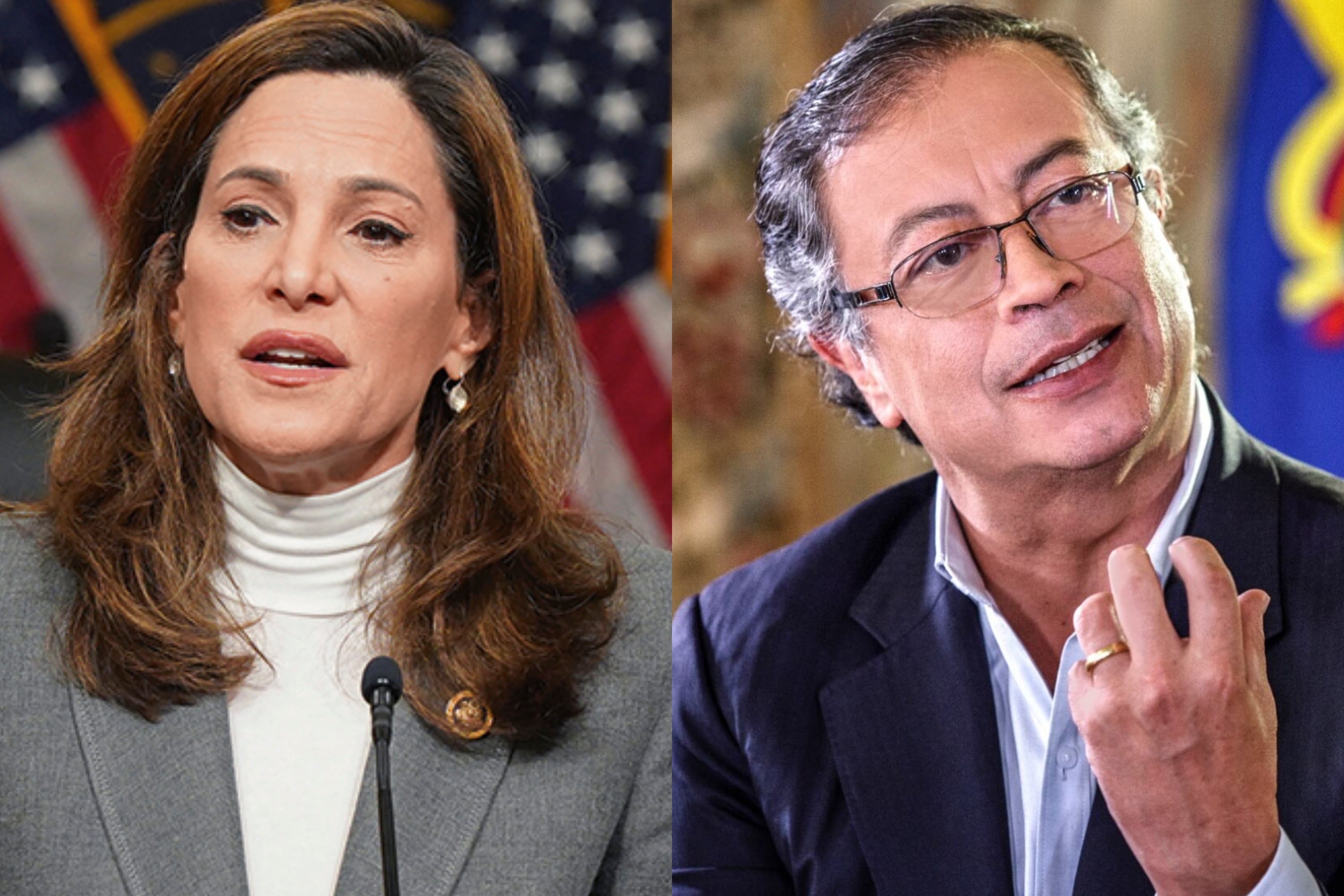 María Elvira Salazar y Gustavo Petro.