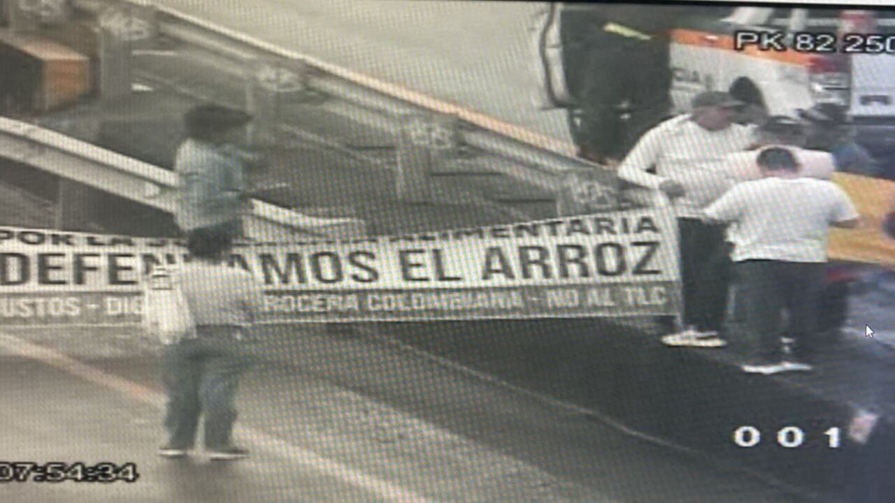 Arroceros bloquean la vía al Llano por paro en reclamo de mejores precios.