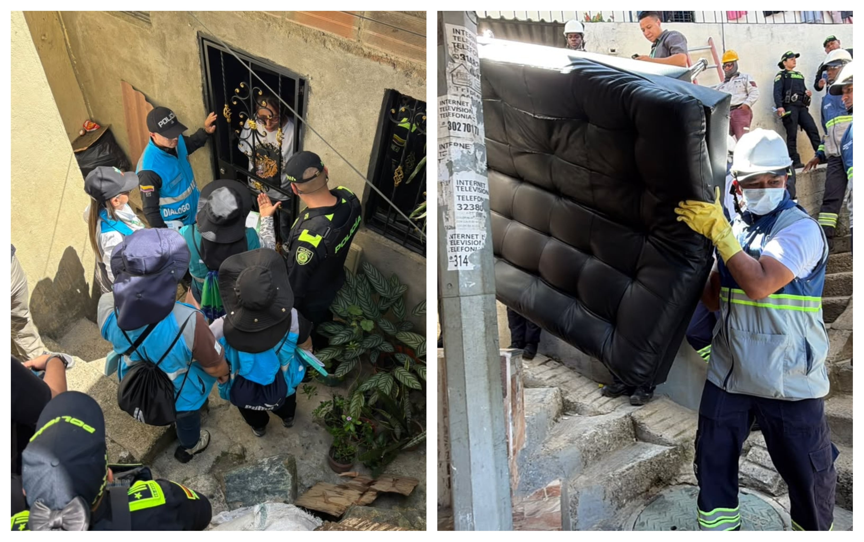 Inicia operativo de evacuación de familias ubicadas en 73 viviendas declaradas en riesgo alto en Manrique, nororiente de Medellín.