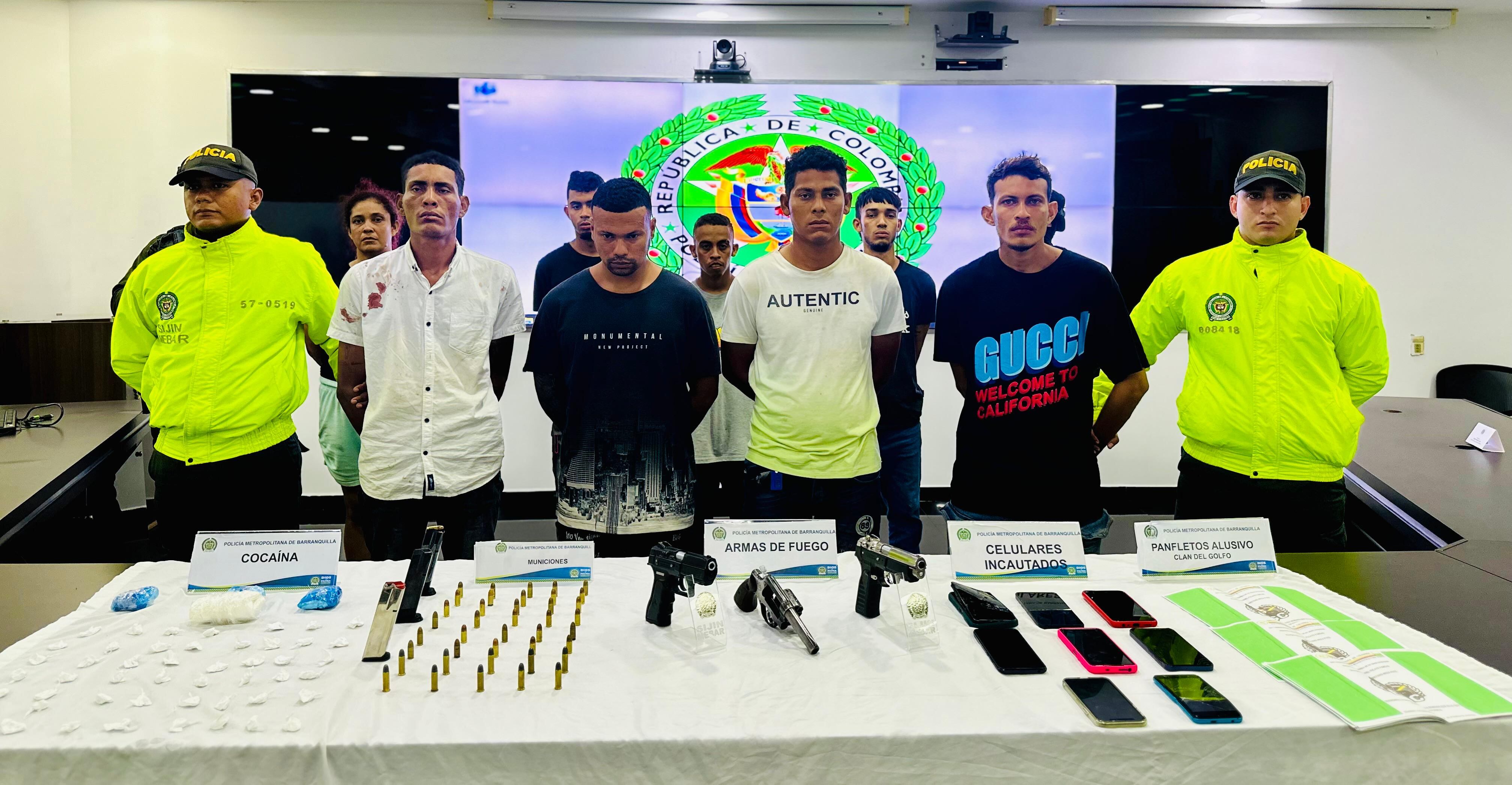 Integrantes capturados del Clan del Golfo en Barranquilla.