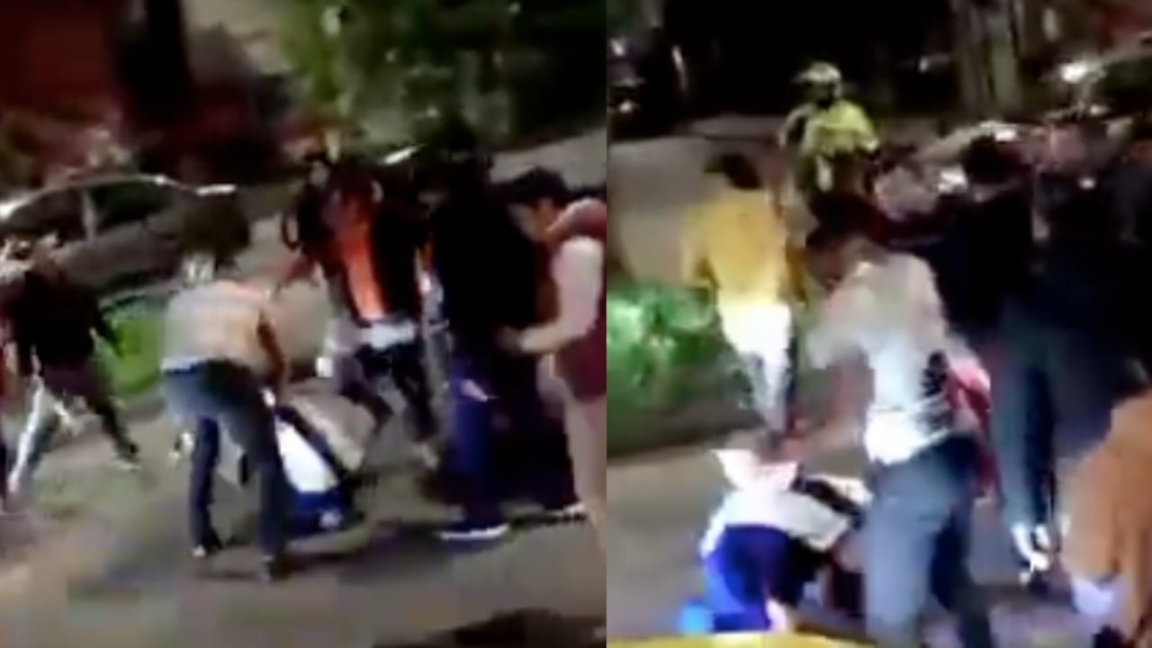 Momento en que la comunidad golpeaba a los presuntos delincuentes.