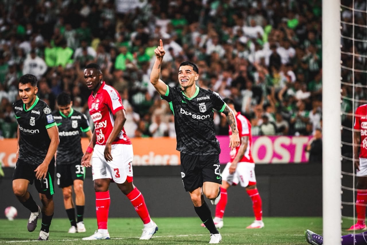 Elías Cabrera celebrando su con Nacional ante Santa Fe