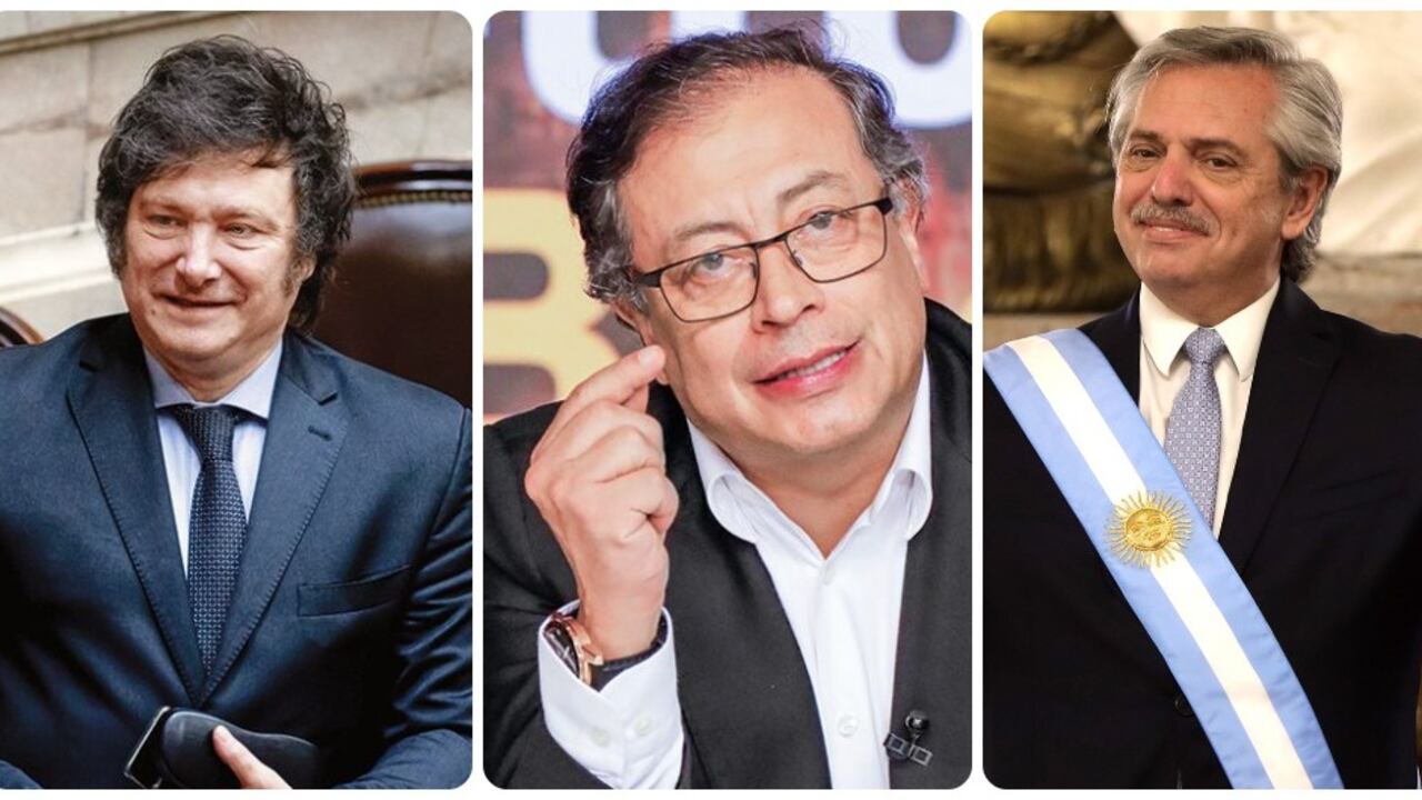Javier Milei, Gustavo Petro y Alberto Fernández