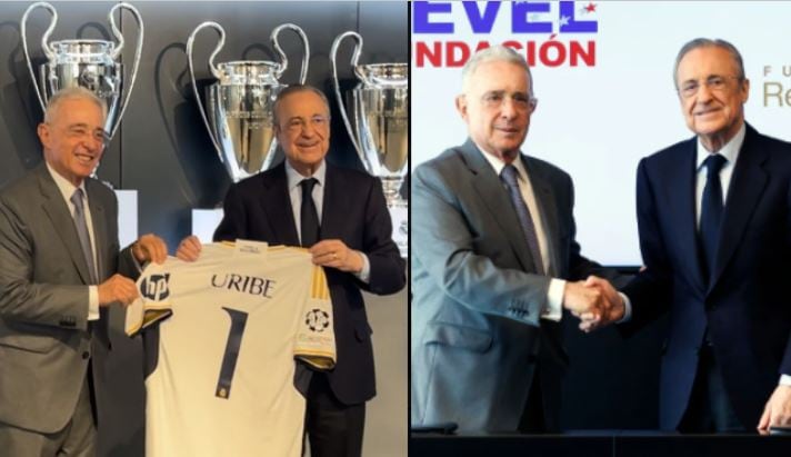 Álvaro Uribe y Florentino Pérez juntos en España
