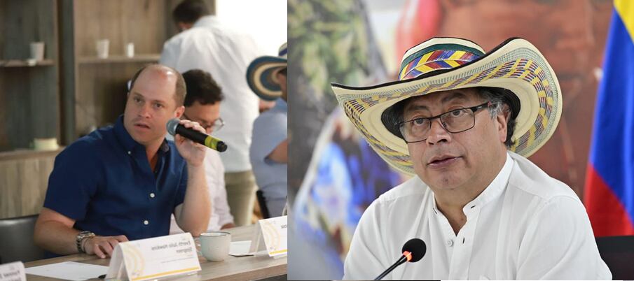 Héctor Olimpo Espinosa, gobernador de Sucre (izquierda). Gustavo Petro, presidente de Colombia (derecha).