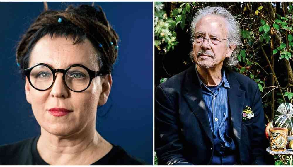 Olga Tokarczuk, premio nobel de literatura 2018 y ?Peter Handke, premio nobel de literatura 2019.