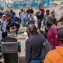 Los comerciantes y recicladores de la central de Corabastos.