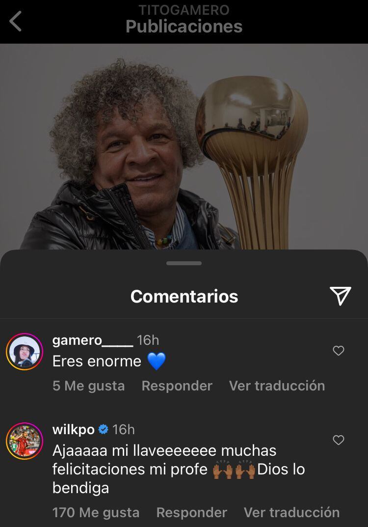 Wilmar Barrios le comentó una publicación a Alberto Gamero.