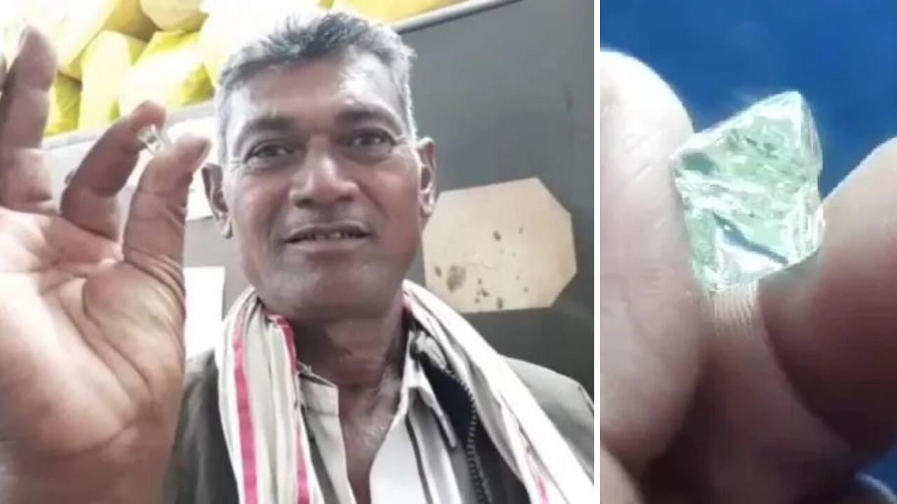 Se estima que el diamante en bruto que pesa 13,47 quilates tiene un valor de 50 rupias lakh, unos 66.300 dólares (Fotos: lokmat / India Today)