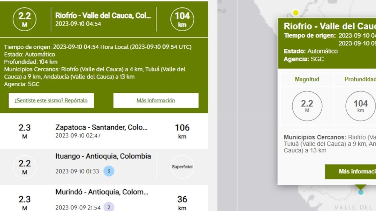 Tres sismos fueron reportados en Colombia desde la madrugada de este domingo.