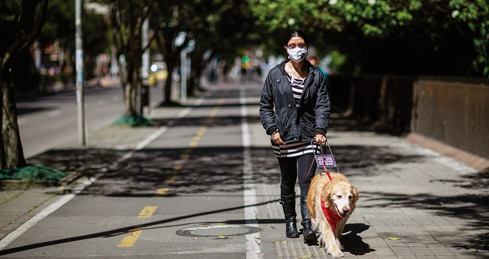 Asahi son los ojos de Luisa Moreno por las calles de Bogotá. En el país hay cerca de 200 perros guía.