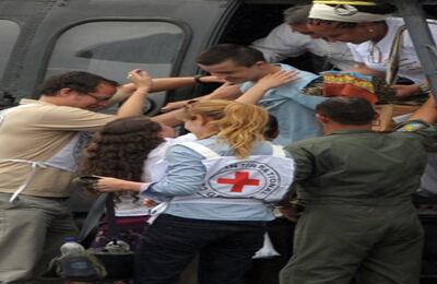   A la 1:10 p.m. el helicóptero Súper Cougar de la Fuerza Aérea brasileña aterrizó en el aeropuerto Vanguardia de Villavicencio con el soldado Calvo y la misión humanitaria.