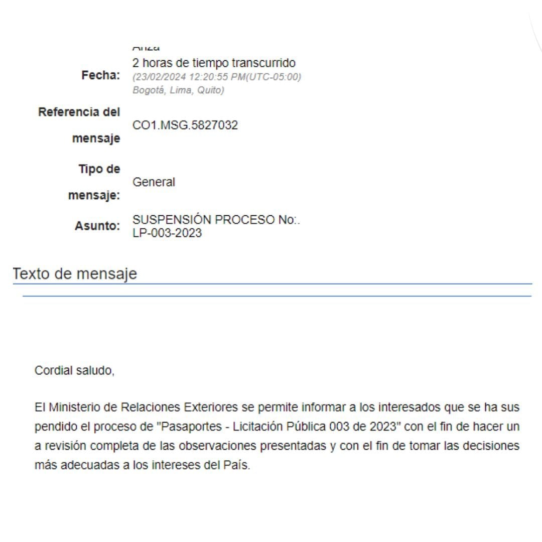 Suspenden licitación pasaportes.
