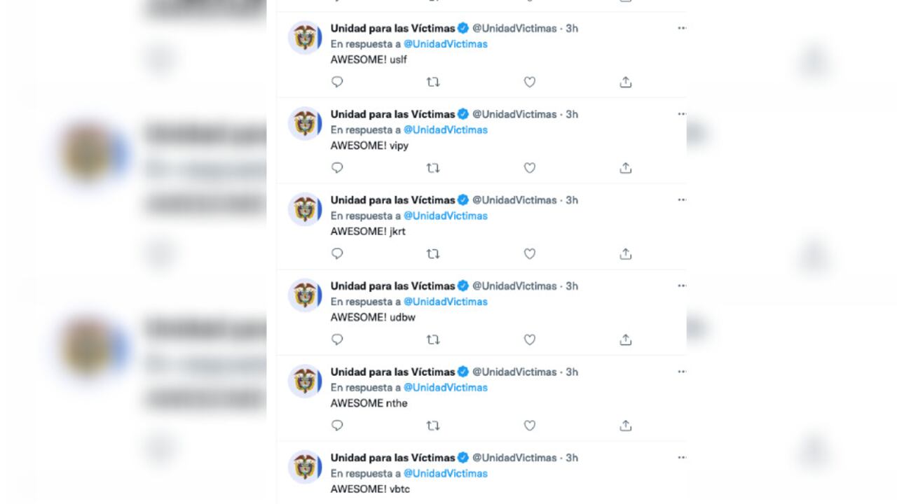 La cuenta en Twitter de la Unidad para las Víctimas