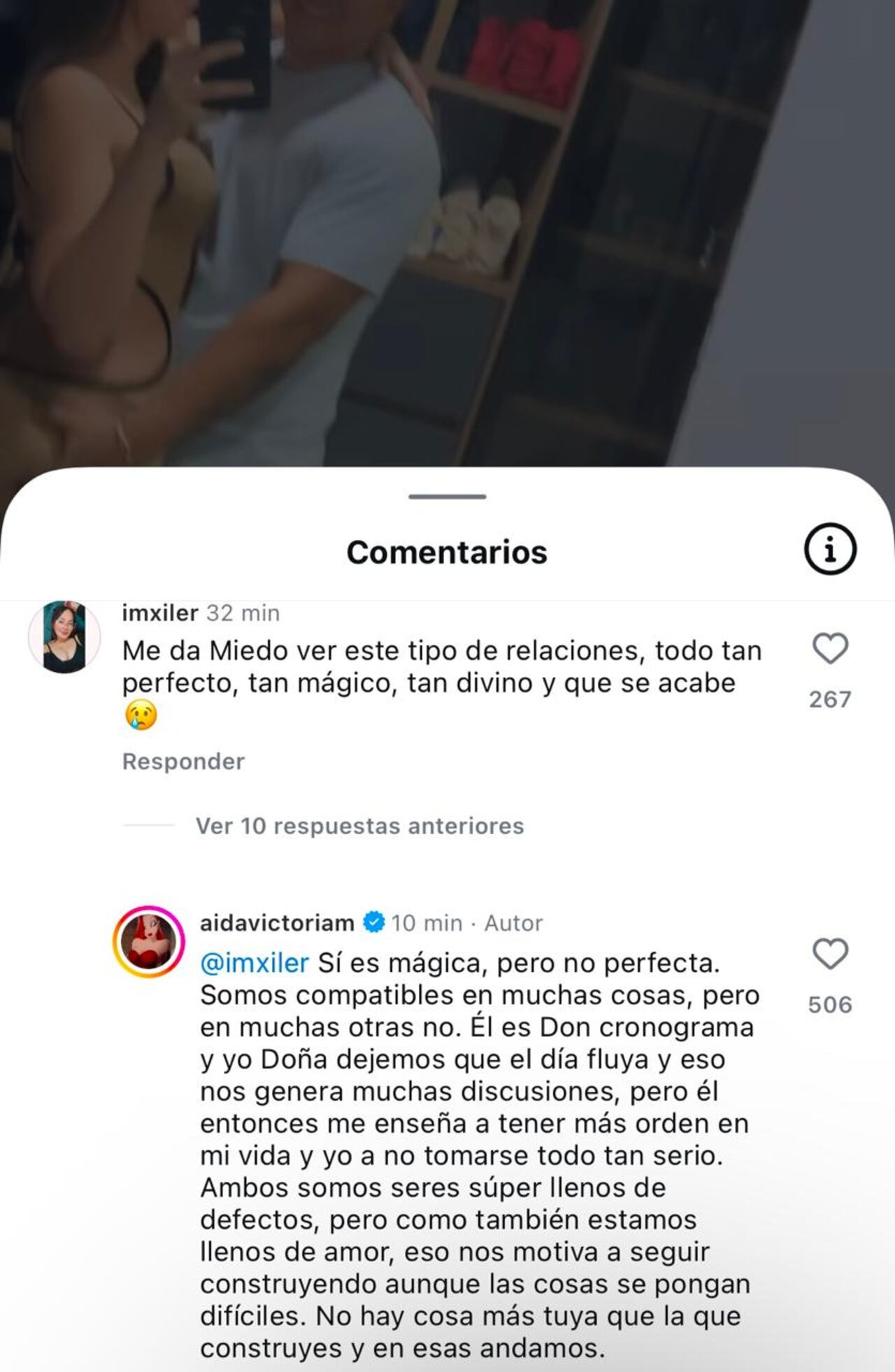 Aida Victoria respondió a seguidora que le dijo que le daba miedo su relación mágica