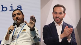 Yamil Arana, gobernador de Bolívar, y Abelardo De La Espriella, presidente de Colombia.