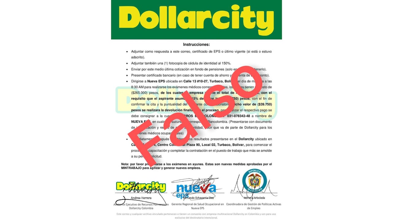 Falsa oferta laboral de Dollarcity.