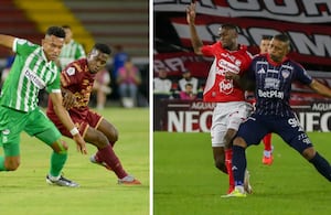 Tabla de reclasificación en Liga BetPlay tras los partidos de ida de semifinal: Atlético Nacional vs. Deportes Tolima, y Santa Fe vs. Junior.
