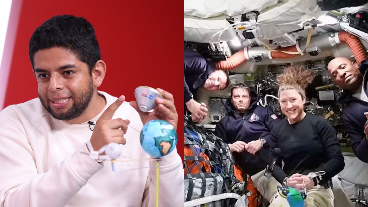 Influencer Faber Burgos y los astronautas del Artemis II.