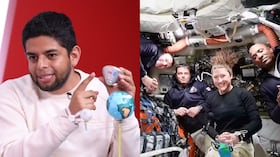 Influencer Faber Burgos y los astronautas del Artemis II.