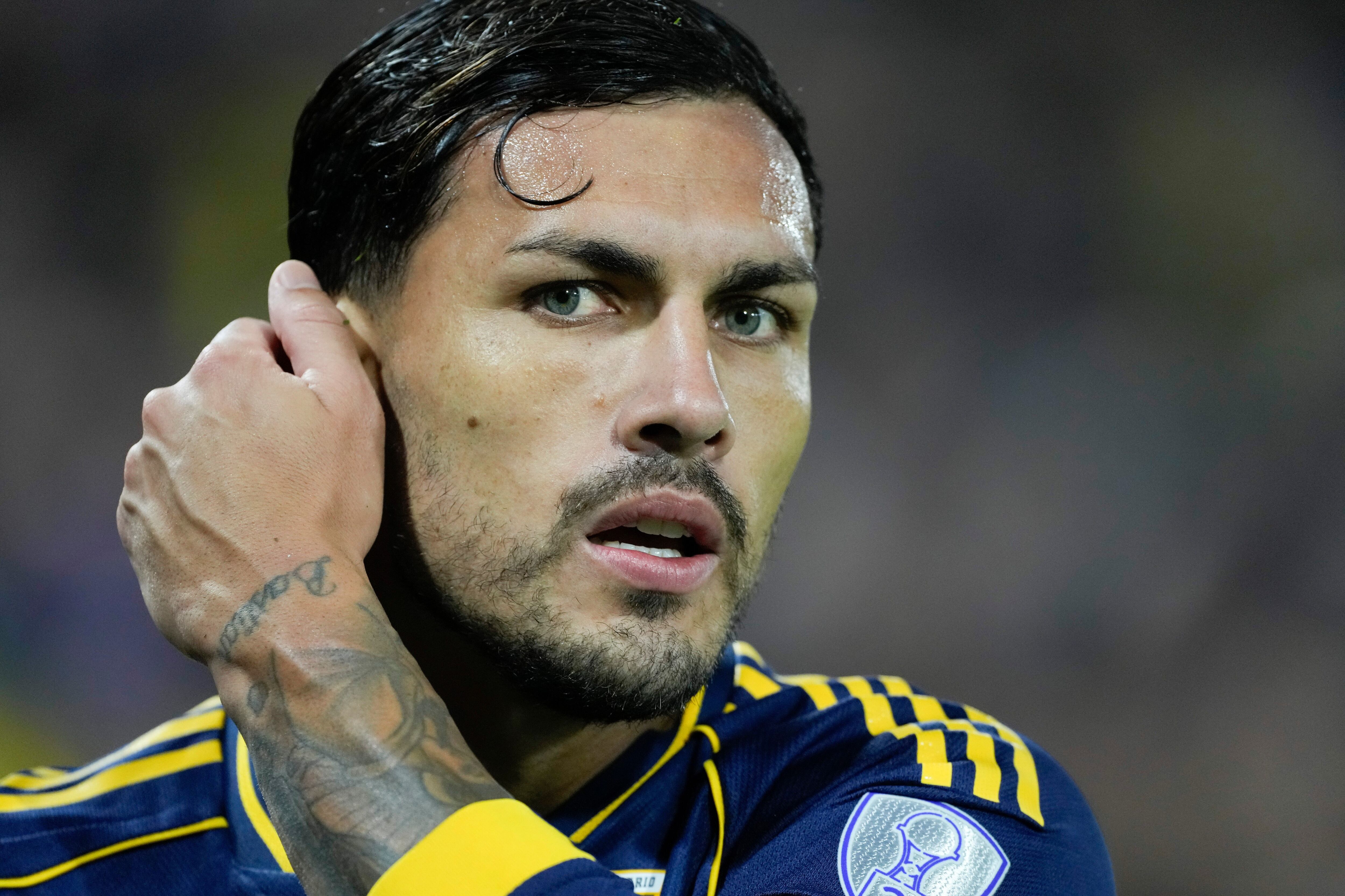 Leandro Paredes of Argentina's Boca Juniors reacts during a Copa Sudamericana play off soccer match against Chile's O'Higgins in Buenos Aires, Argentina, Thursday, July 23, 2026. (AP Photo/Gustavo Garello)