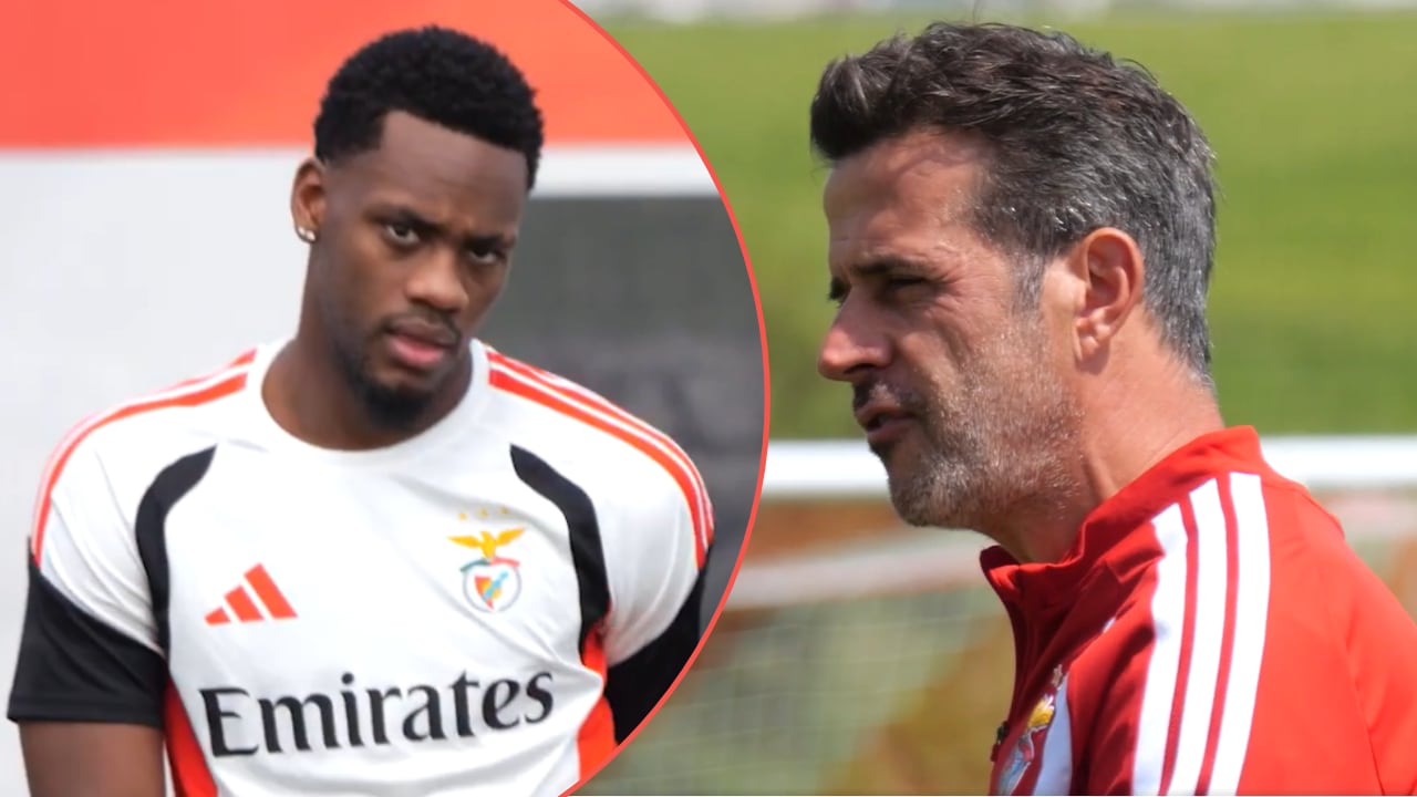 El atacante Jhon Jáder Durán charló con su DT en el Benfica, Marco Silva, y sus nuevos compañeros.