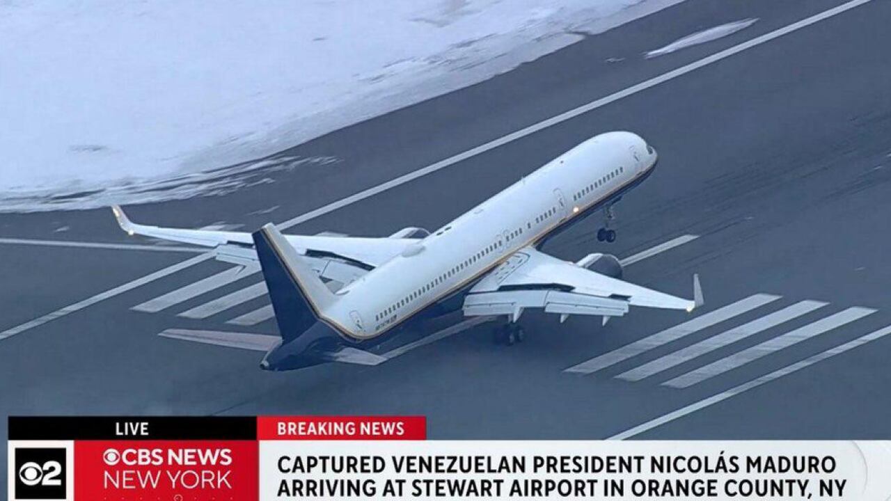 Avión llegando a Nueva York con Nicolás Maduro.