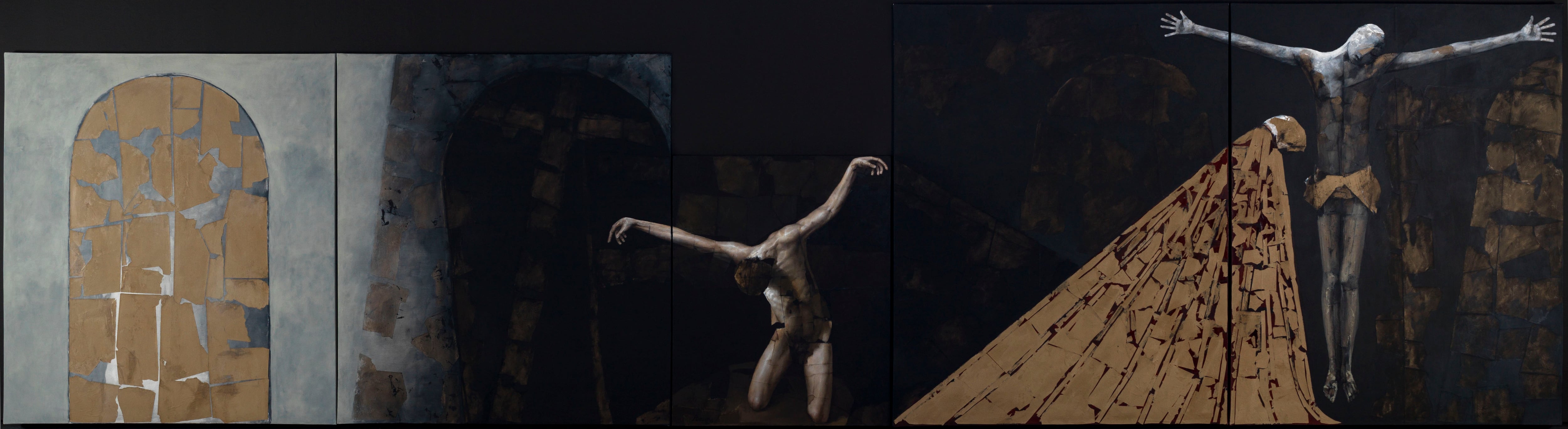 'Bojayá', David Manzur, acrílico y collage en lienzo, 2019; 250x930 cm.