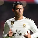 MADRID, SPAIN - SEPTEMBER 28: James Rodriguez of Real Madrid looks on during the Liga match between Club Atletico de Madrid and Real Madrid CF at Wanda Metropolitano on September 28, 2019 in Madrid, Spain. (Photo by Angel Martinez/Getty Images)