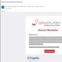Correo falso en donde criminales intentan engañar a usuarios de Daviplata, para robar su cuenta y dinero.