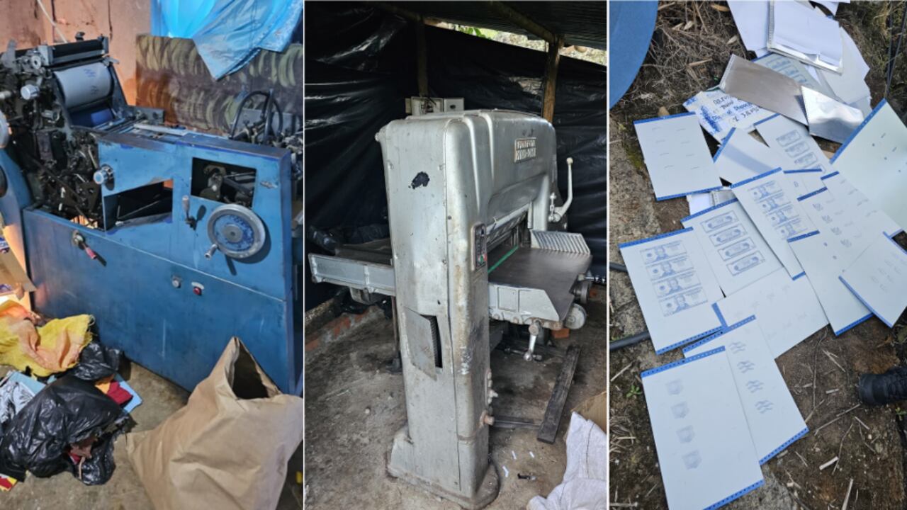 Fábrica de dólares hallada en el suroccidente colombiano.