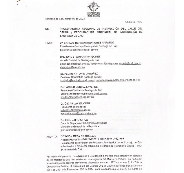 Esto dijo Roberto Ortiz sobre citación de la Procuraduría al alcalde de Cali, Jorge Iván Ospina.
