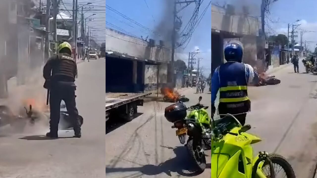 Moto quemada en Cartagena
