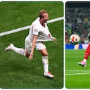 Harry Kane (izq.) y Julián Quiñones se verán las caras en el México vs. Inglaterra.