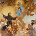 Rome - The fresco of Apotheosis of St. Anthony of Padu in church Chiesa di Santa Dorotea by Gino Terren.