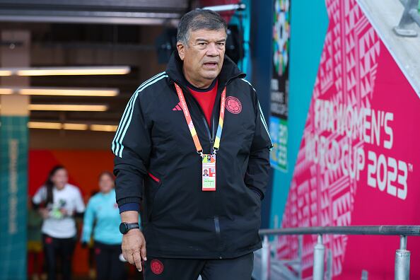 MELBOURNE, AUSTRALIA - AUGUST 08: Nelson Abadia, Head Coach of Colombia, looks on prior to the FIFA Women's World Cup Australia & New Zealand 2023 Round of 16 match between Colombia and Jamaica at Melbourne Rectangular Stadium on August 08, 2023 in Melbourne / Naarm, Australia. (Photo by Alex Grimm - FIFA/FIFA via Getty Images)