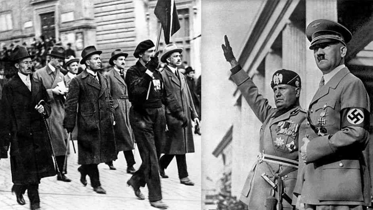 En 1922, en Roma, Mussolini encabezó una violenta marcha para impresionar al rey, que le permitió formar un gobierno de coalición. Convertido en un dictador despiadado. años después se aliaría con Hitler.
