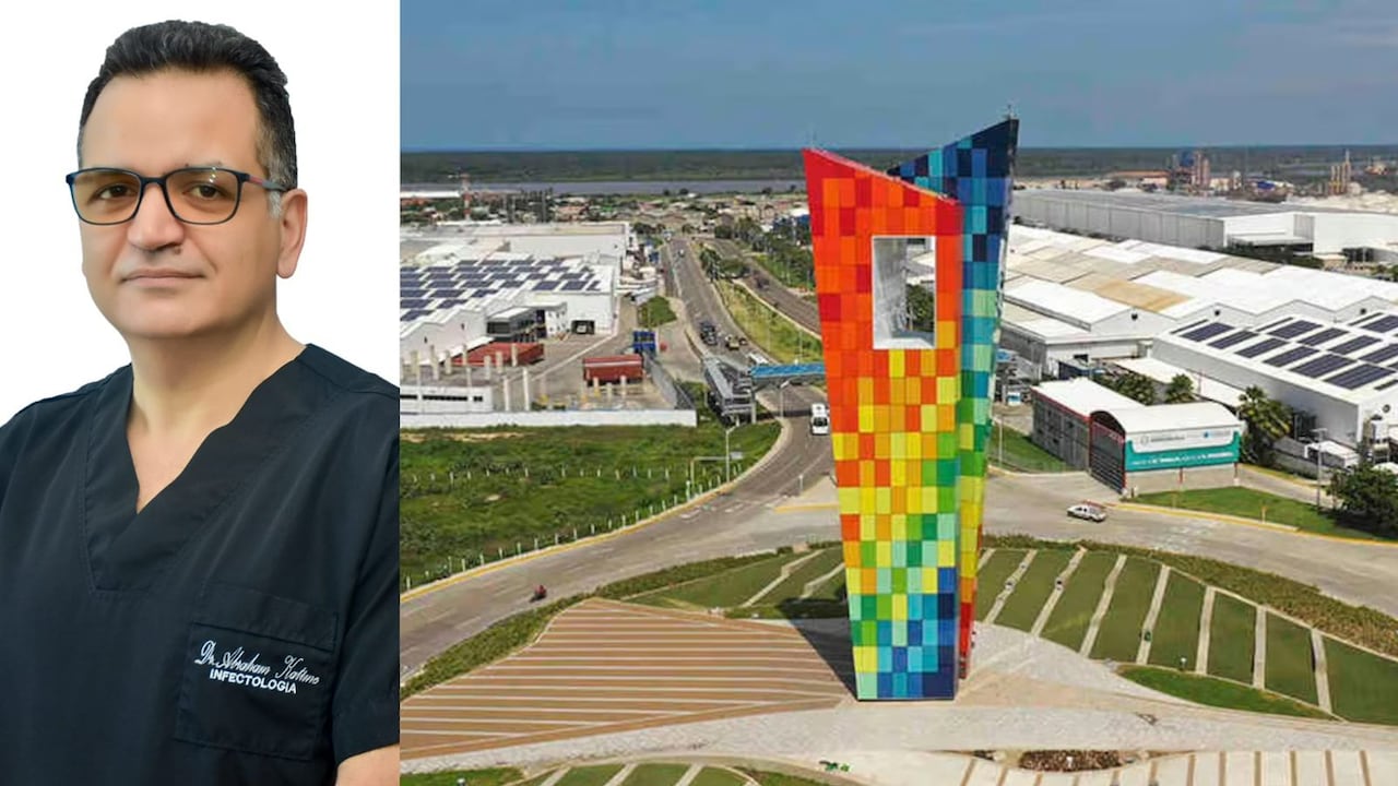 El doctor Abraham Katime, presidente del XV Encuentro Nacional y V Encuentro Latinoamericano de Investigación e Innovación en Enfermedades Infecciosas, organizado por la Asociación Colombiana de Infectología (ACIN) y panorámica de Barranquilla.