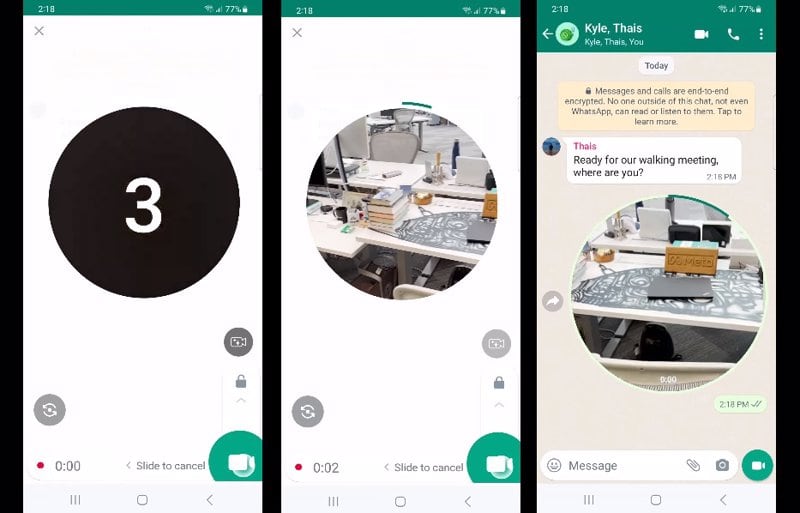 WhatsApp permite crear mensajes de vídeo instantáneos.