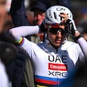 LIEGE, BELGIUM - APRIL 26: Tadej Pogacar of Slovenia and UAE Team Emirates - XRG prior to the 112th Liege - Bastogne - Liege 2026 - Men's Elite a 259.5km one day race from Liege to Liege / #UCIWT / on April 26, 2026 in Liege, Belgium. (Photo by Dario Belingheri/Getty Images)