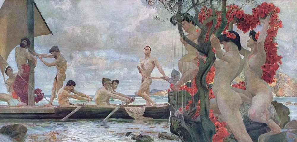 Ulises intentando evitar escuchar el canto de las sirenas, según Otto Greiner. Bridgeman Art Library