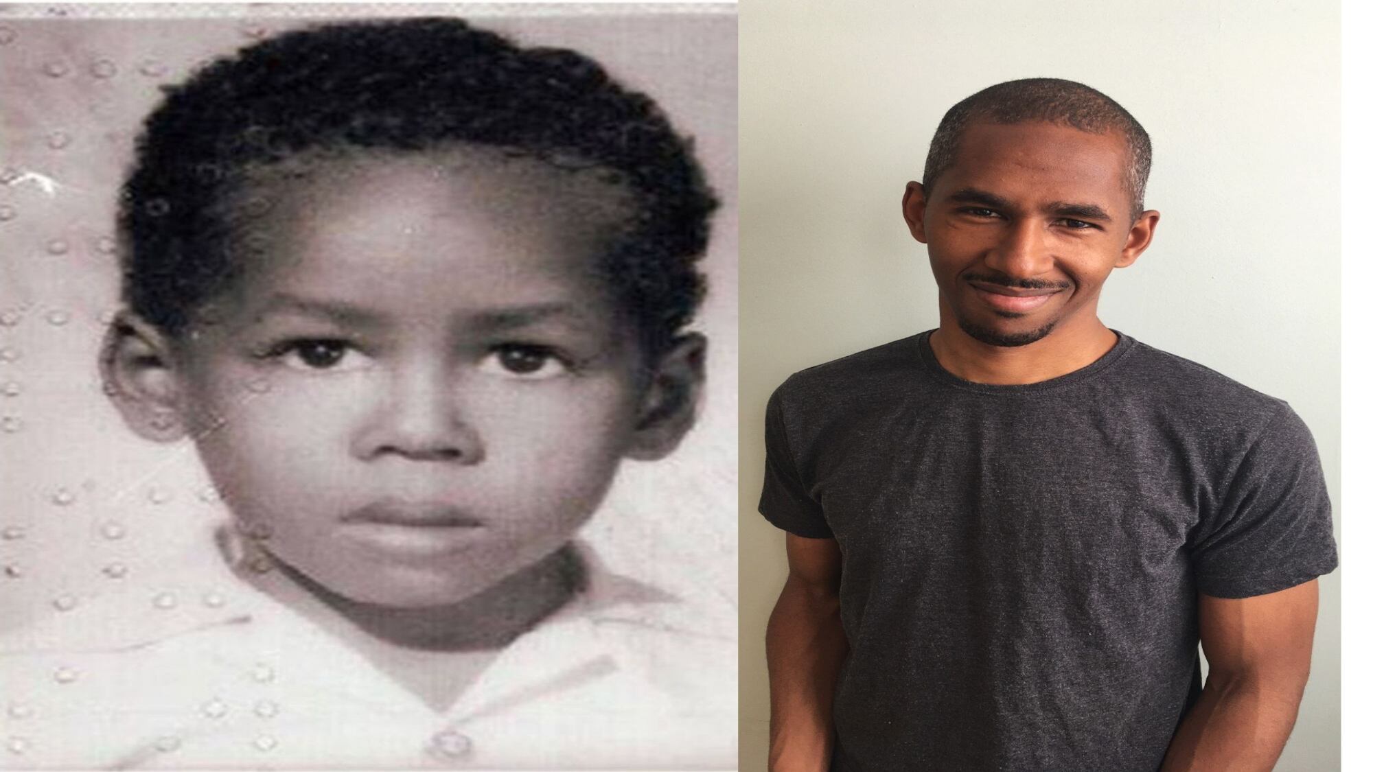 José Montoya de pequeño y en la actualidad.