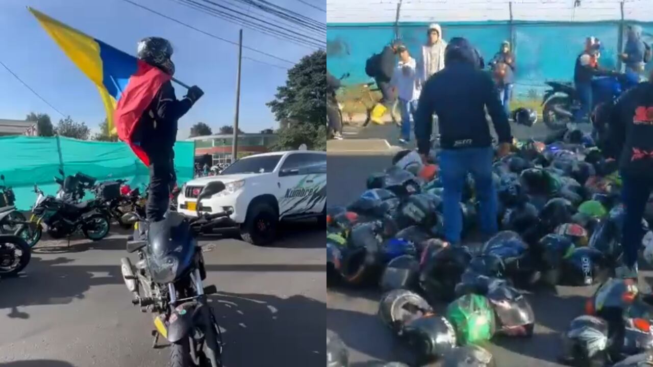 Protestas de moteros en Bogotá.