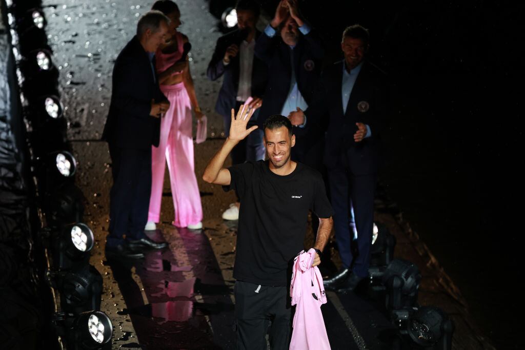 Sergio Busquets en su presentación con el Inter de Miami