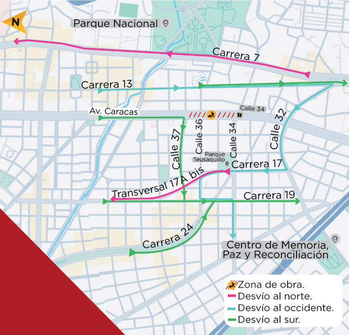 Estos son los desvíos por las obras en la Avenida Caracas entre calles 34 y 37 por obras del viaducto