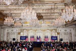 Former President Donald Trump speaks at his Mar-a-Lago estate hours after being arraigned in New York City, Tuesday, April 4, 2023, in Palm Beach, Fla. (AP Photo/Rebecca Blackwell)