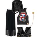 Para un concierto: La clásica falda negra, que combina con casi todo, con la camiseta de tu banda favorita y unas botas estilo militar. Esa es la pinta perfecta para que te veas femenina, y estés cómoda en un concierto. Falda: Chloé Chaqueta: Viparo Camisa: Forever 21 Botas: Dirty Laundry Machine Aretes: Forever 21
