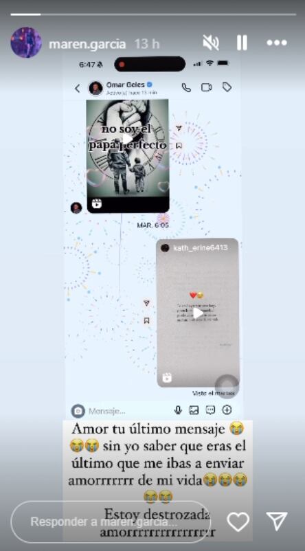 La mujer publicó el último mensaje que le envió el artista.