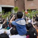 Celebración de domingo de ramos en Semana Santa.